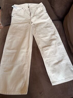 New Aritzia Wide-Leg Carpenter Jeans in Off-White